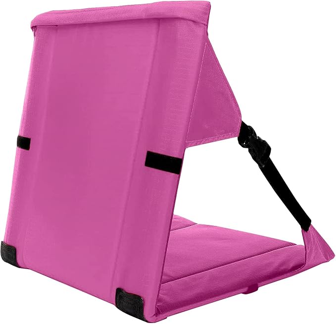 LynsaTac Folding Stadium Seat Cushion with Backrest, Portable Bleacher Pad for Camping, Fishing,15.8'' x 16.5'',Lightweight Chair with Backrest for Outdoor Sports and Concerts (Rose Pink)