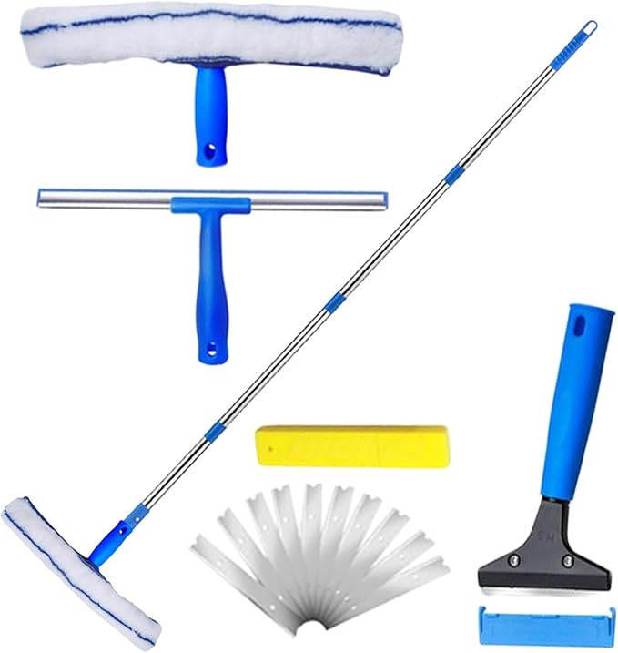 Cleaning Squeegee, Rotatable Telescopic Handheld Floor Scrubber, Glass Cleaning Mirror Wiper Tool, Ergonomic Design with Extendable Handle and Smooth Wiping, Tile Wall Bathroom Kitchen Home