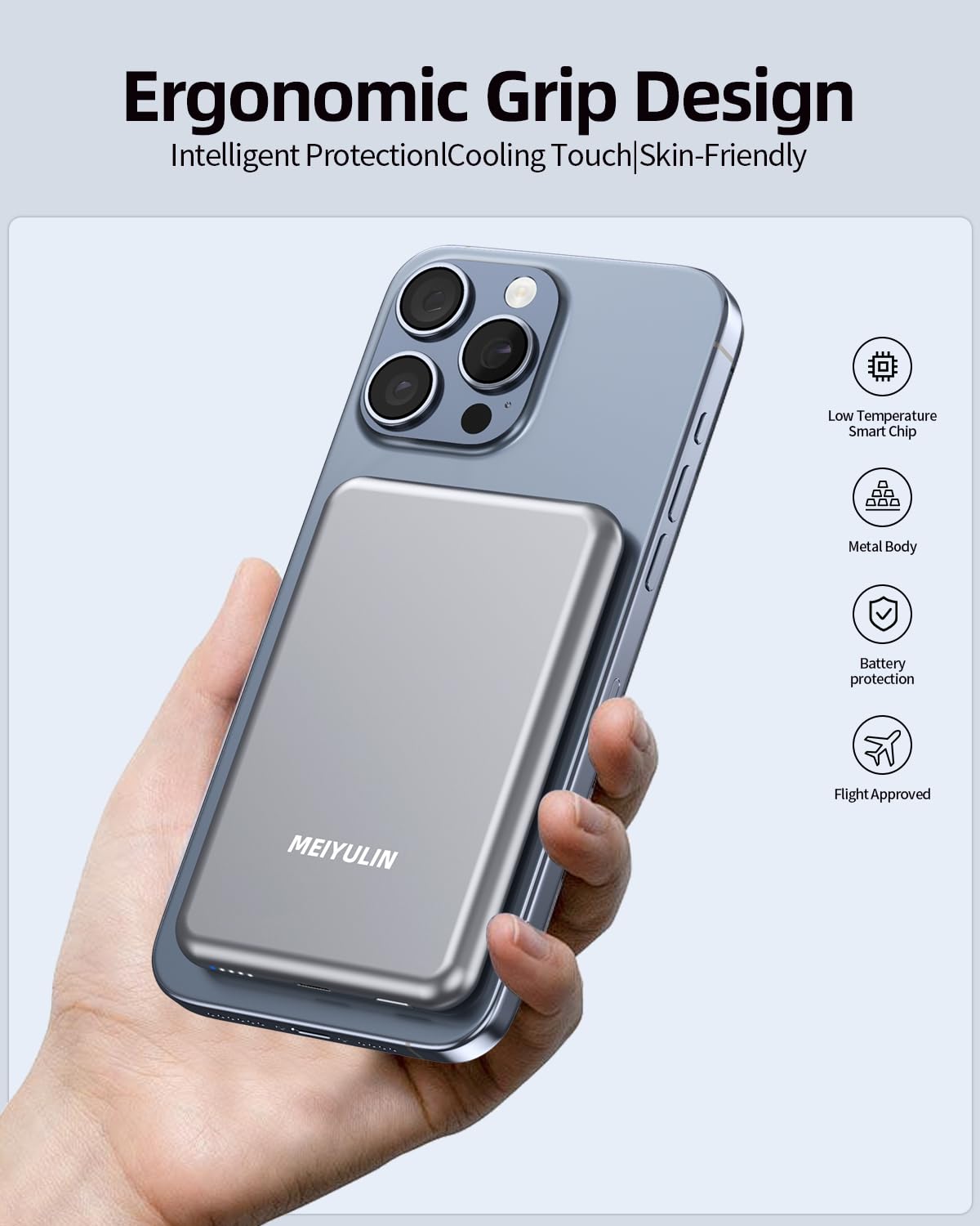 5,000mAh Magnetic Wireless Power Bank for iPhone, Portable Charger for Magsafe Battery Pack Compatible with iPhone 16 Pro Max/16 Pro/16/15/14/13/12 Series