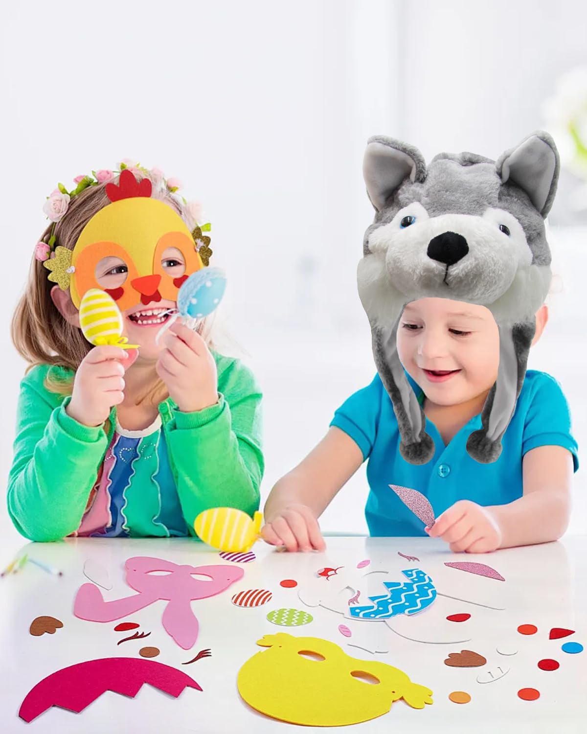 GADMEXILY Plush Husky Animal Hat for Halloween Christmas,Cozy Funny Hats Novelty Party Cap for Kids Girls Boys - One Size (Husky)