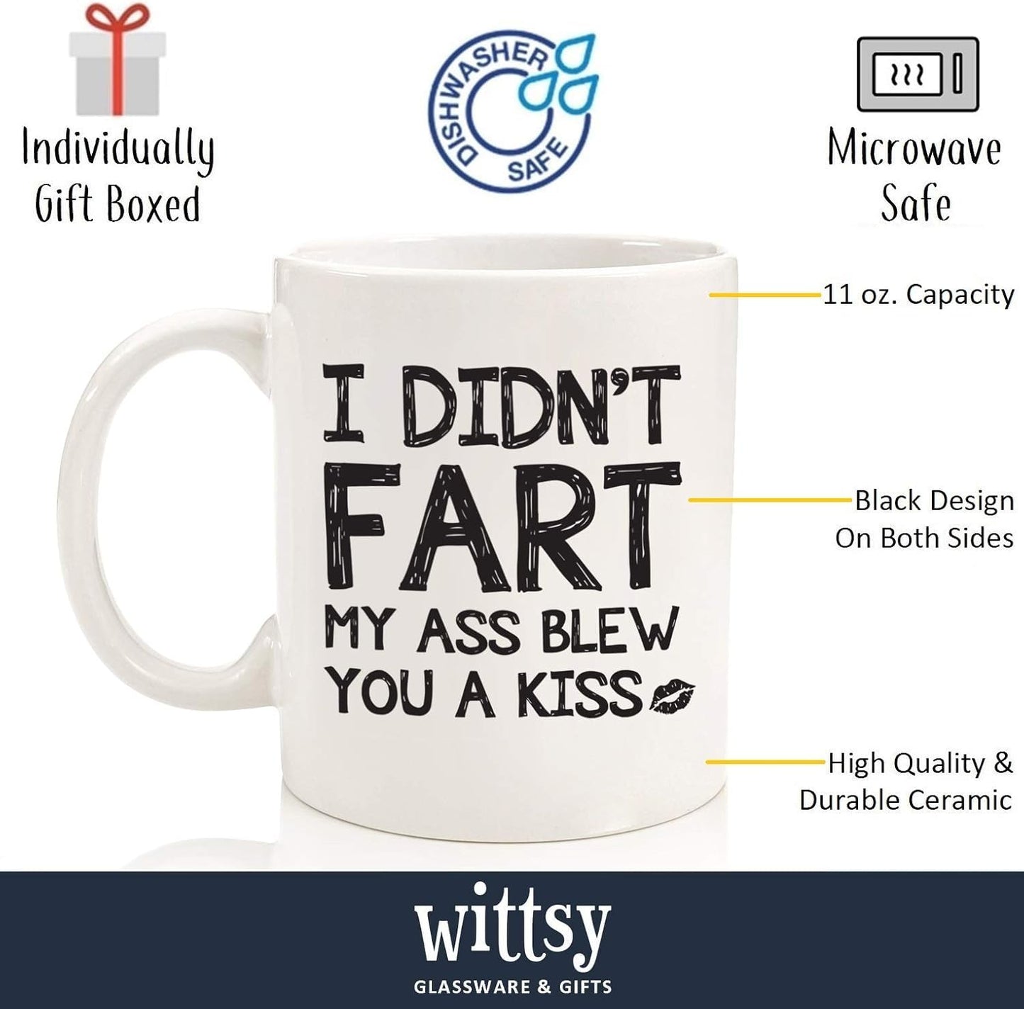 Funny Gag Gifts - I Didn't Fart Mug - Best Birthday Gifts for Men, Dad, Women - Unique Gift Idea for Him from Son, Daughter, Wife - Bday Present for Adults, Husband, Brother - Fun Novelty Cup