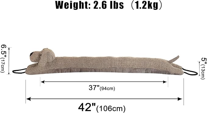 Marwood Under Door Draft Stopper Decorative Wind Stopper 42 inch for Door & Window, Weighted Animal Air Draft Stopper Snake Noise Blocker for Bottom of Door with Hanging Loops - Brown Dog