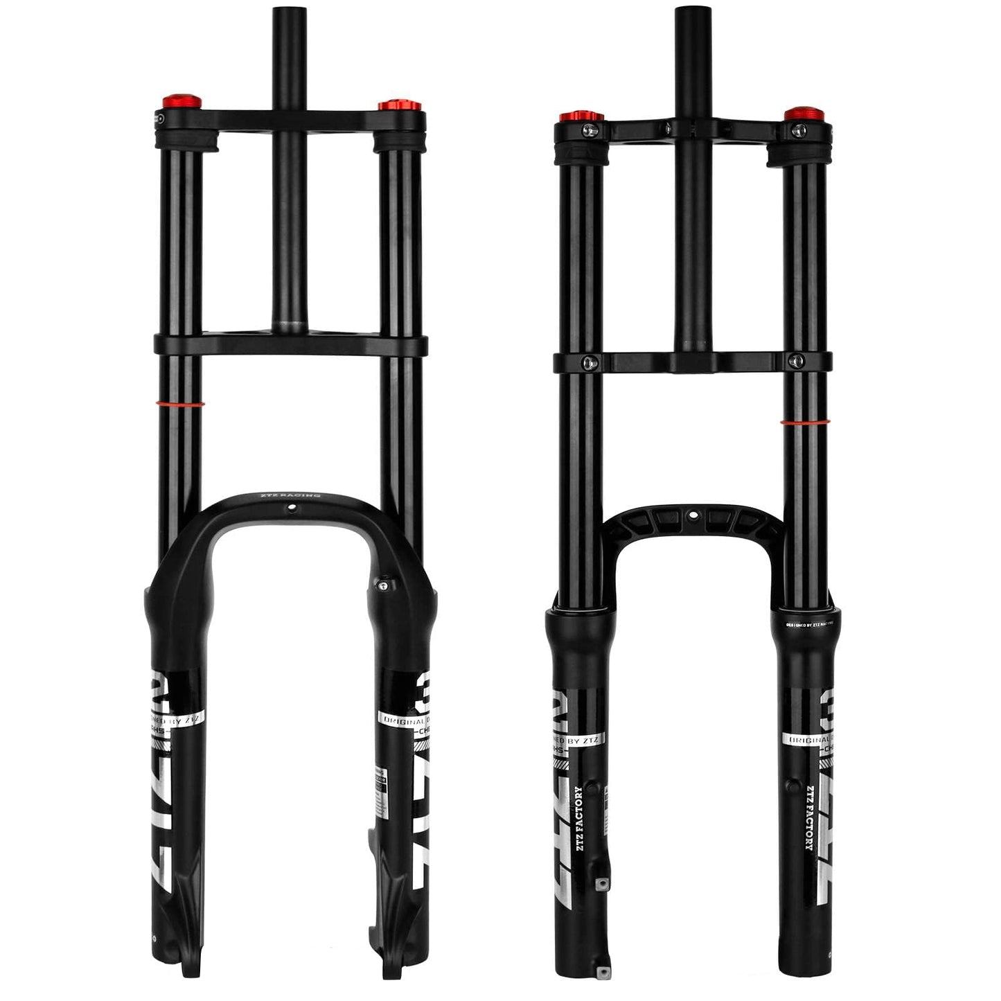 ZTZ 20/26 inch 4.0 Fat Tire Bike Air Suspension Fork - 180mm Travel, 135mm Hub Spacing, QR 9mm, Double Crown Shock Absorber Fork for MTB Fat Snow Beach E-Bike (Black Fat Tire Fork, 20 inch)