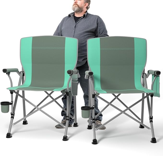 Oversized Camping Chair for Adults Heavy Duty,Heavy Duty Lawn Chair with Side Pockets，Outdoor Camping, Fishing, Beach,Hiki...