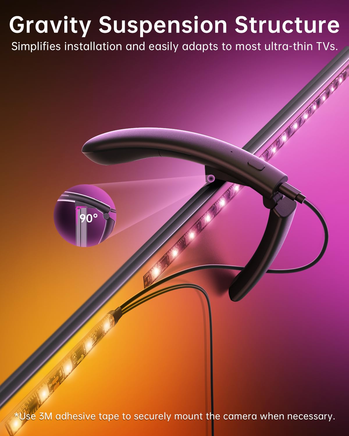 AOC TV LED Backlight, TV Lights That Change with TVs for 55-65 inch Screen, RGB Strip Lighting with Sensor, Syncs Behind The Monitor, Smart App Control, Movie Game Music & DIY Mode, 14.8FT
