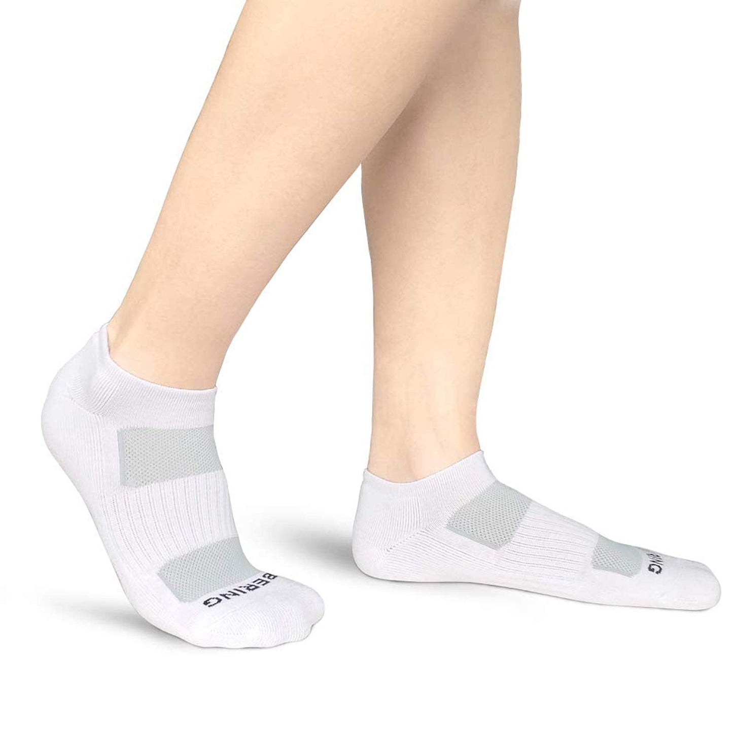 BERING Women's Athletic Cushioned Low Cut Socks, Size 6-9, White, 6 Pairs