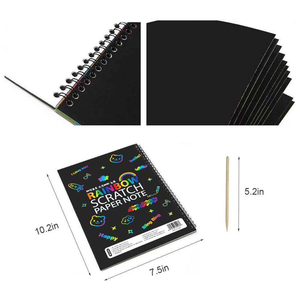 I&Art Scratch Art Books for Kids Scratch Art Paper Rainbow Scratch Art for Best Gifts