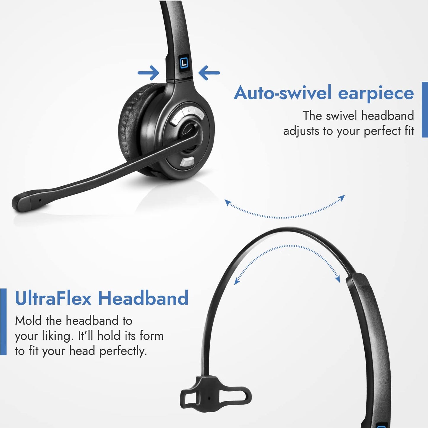 Leitner Lh270 2-In-1 Wireless Dect Headset With Mic - Computer And Telephone Compatible - Not Bluetooth - 5 Year Warranty