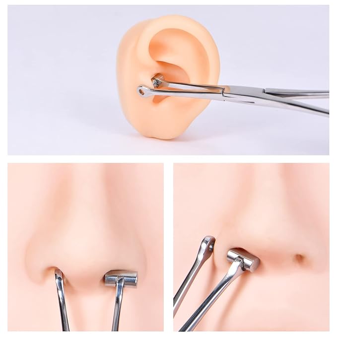 DJCIW 6" Tragus Septum Forceps, Bucket End Tragus Septum Clamp Pliers，316L Stainless Steel Tragus Ear Piercing Forceps Piercing Clamps Body Piercing Tools