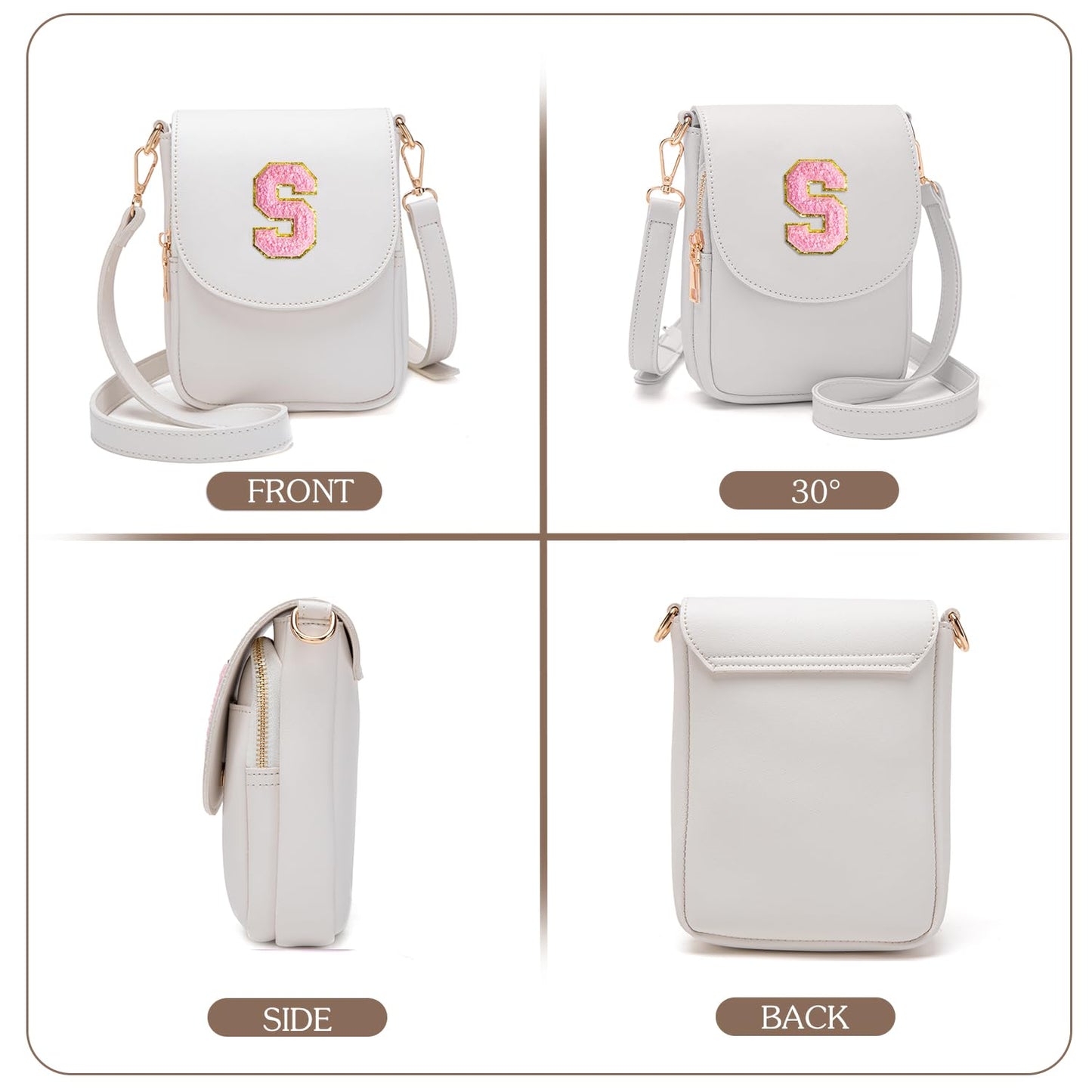 Viverte Party Favors Bags for Kids 8-12 4-8 Party Gift for Teen Girls Prize for Girls Kids Party Accessories Initial Crossbody Bag (Beige S)
