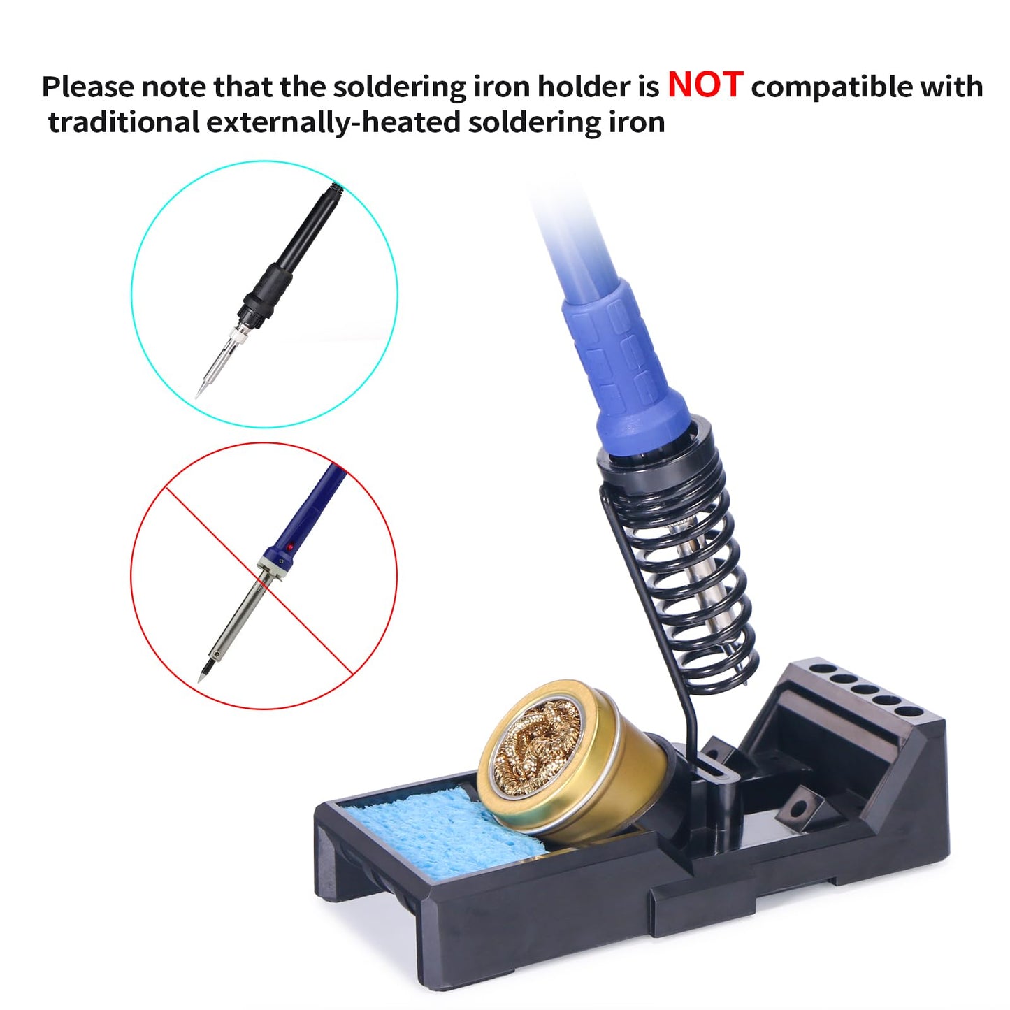 YIHUA X-4 Premium Soldering Iron Holder with Brass Wool, Cleaning Sponge and Solder Tip Slots