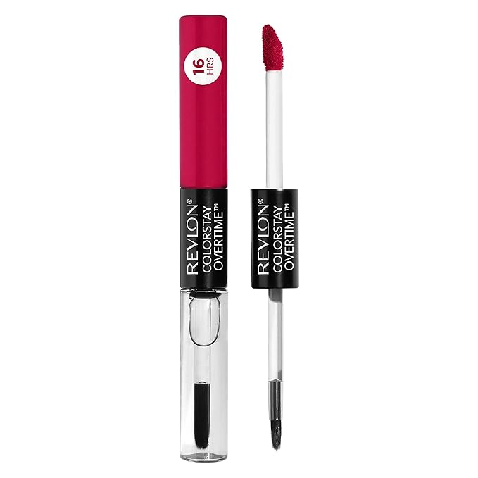 Revlon Liquid Lipstick with Clear Lip Gloss, ColorStay Overtime Lipcolor, Stocking Stuffer for Women, 480 Unending Red, 0.07 fl oz