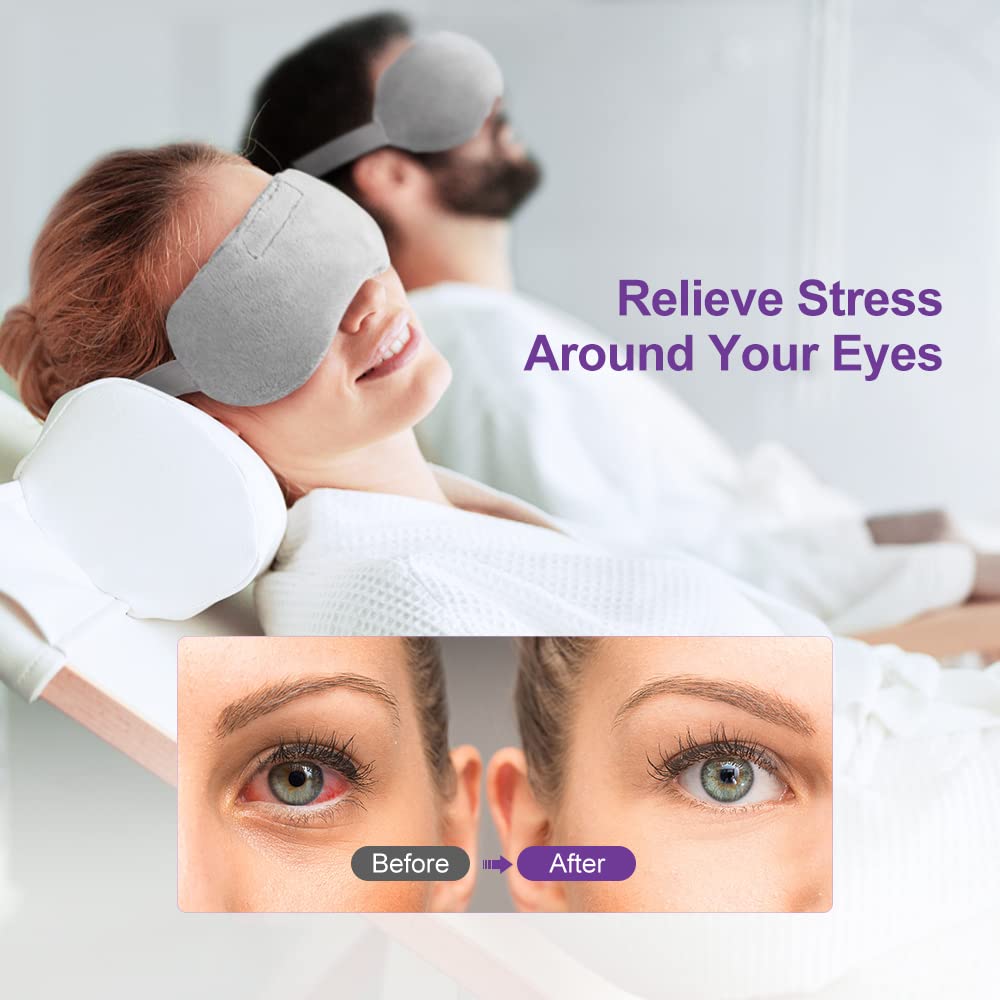 Umisleep Lavender Eye Mask, Aromatherapy Weighted Sleep Mask for Dry Eyes Men Women, Microwave Heated Hot Therapy Eye Cover Moist Compression Pain Relief, Pillow for Puffy Eyes, Sinus Pain, Grey