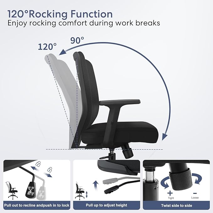 Schwake Office Chair Home Office Desk Chair with Adjustable Arms - Mid Back Computer Chairs for Adults - Swivel Task Chair Comfortable for Home Office