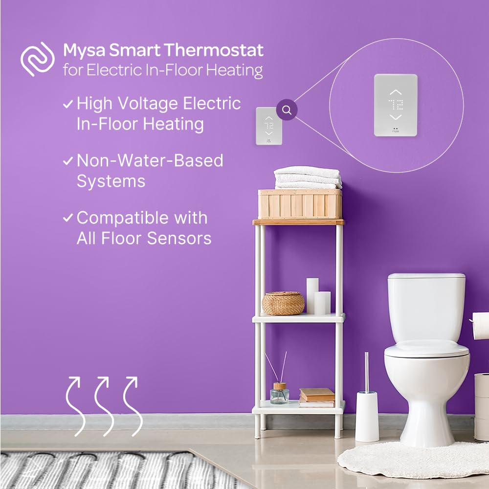 Mysa Smart Thermostat for Electric in-Floor Heating | Save on Heating Costs | Built-in Class A GFCI | Include Floor Sensor | WiFi Programmable | HomeKit, Alexa, Google | 120V-240V