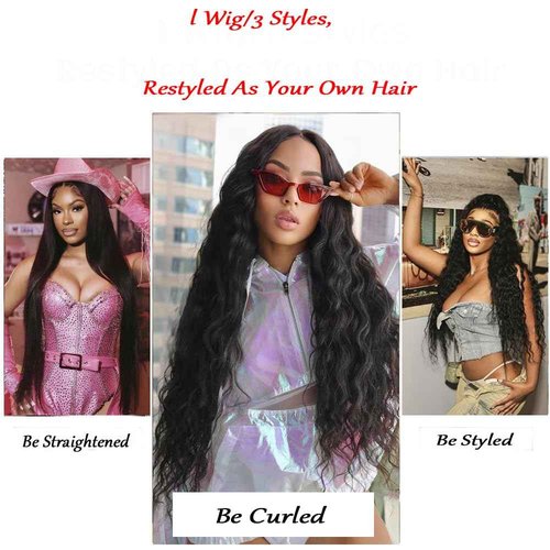 Hoyrhra 13x4 Deep Wave Lace Front Wigs Human Hair 200 Density HD Full Lace Frontal Wigs Pre Plucked Bleached Knots Curly Human Hair Wig 20 Inch Wigs for Black Women