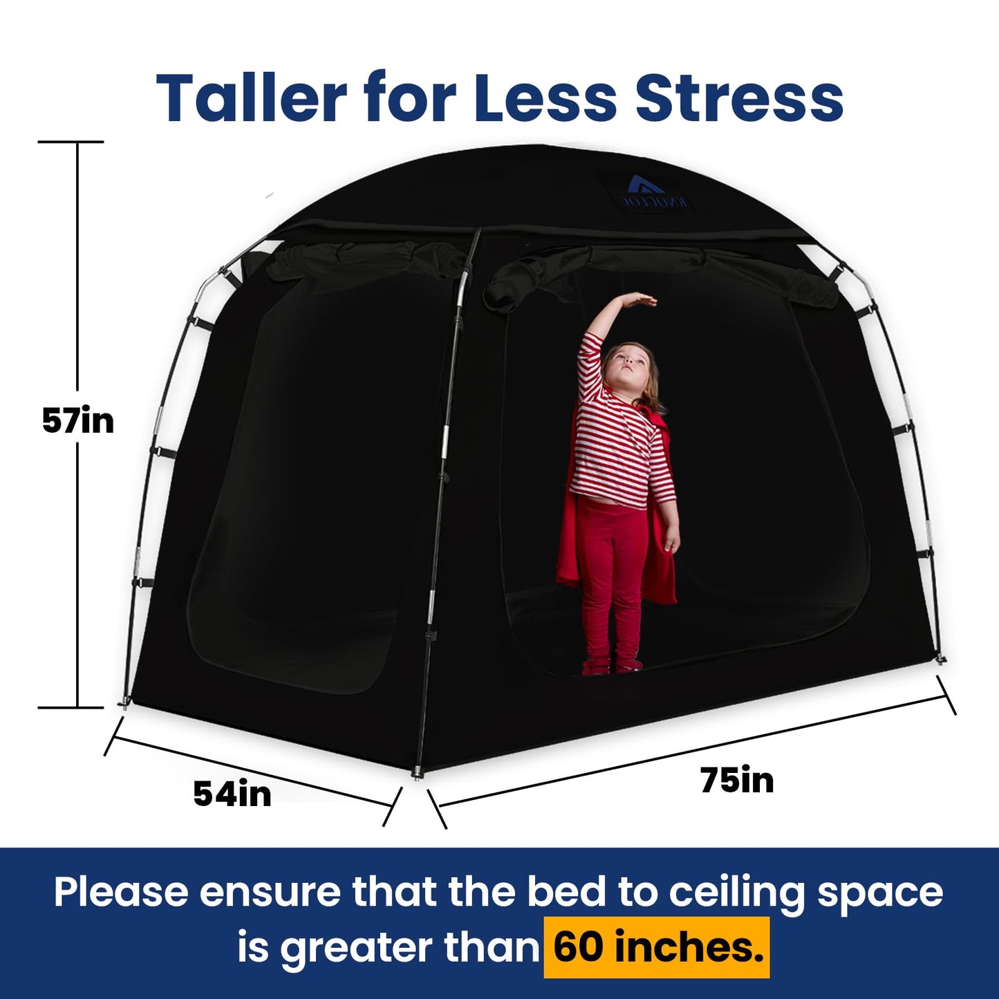 KNOCLOC Blackout Bed Tent Full Size for Kids & Adults Sleeping, CPC Certified Bed Canopy with 4 Doors & Large Top Vent for Privacy Protection & Room Sharing(Black, Full)