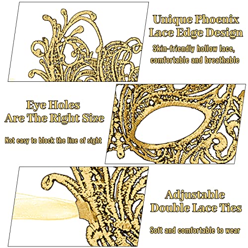 Erythem Masquerade Mask for Women, Venetian Lace Masquerade Mask for Halloween Mardi Gras Costume Party, Fit for Adult
