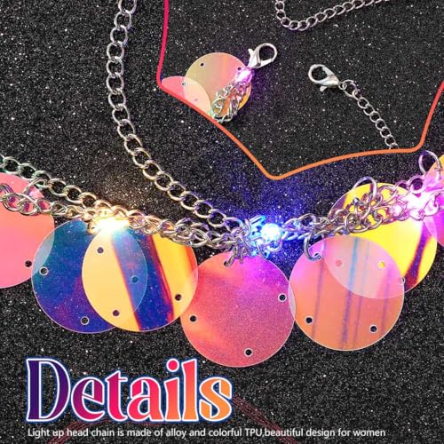 Sixexey Light Up Colorful Mermaid Headband LED Ocean Sequin Hair Accessories for Women