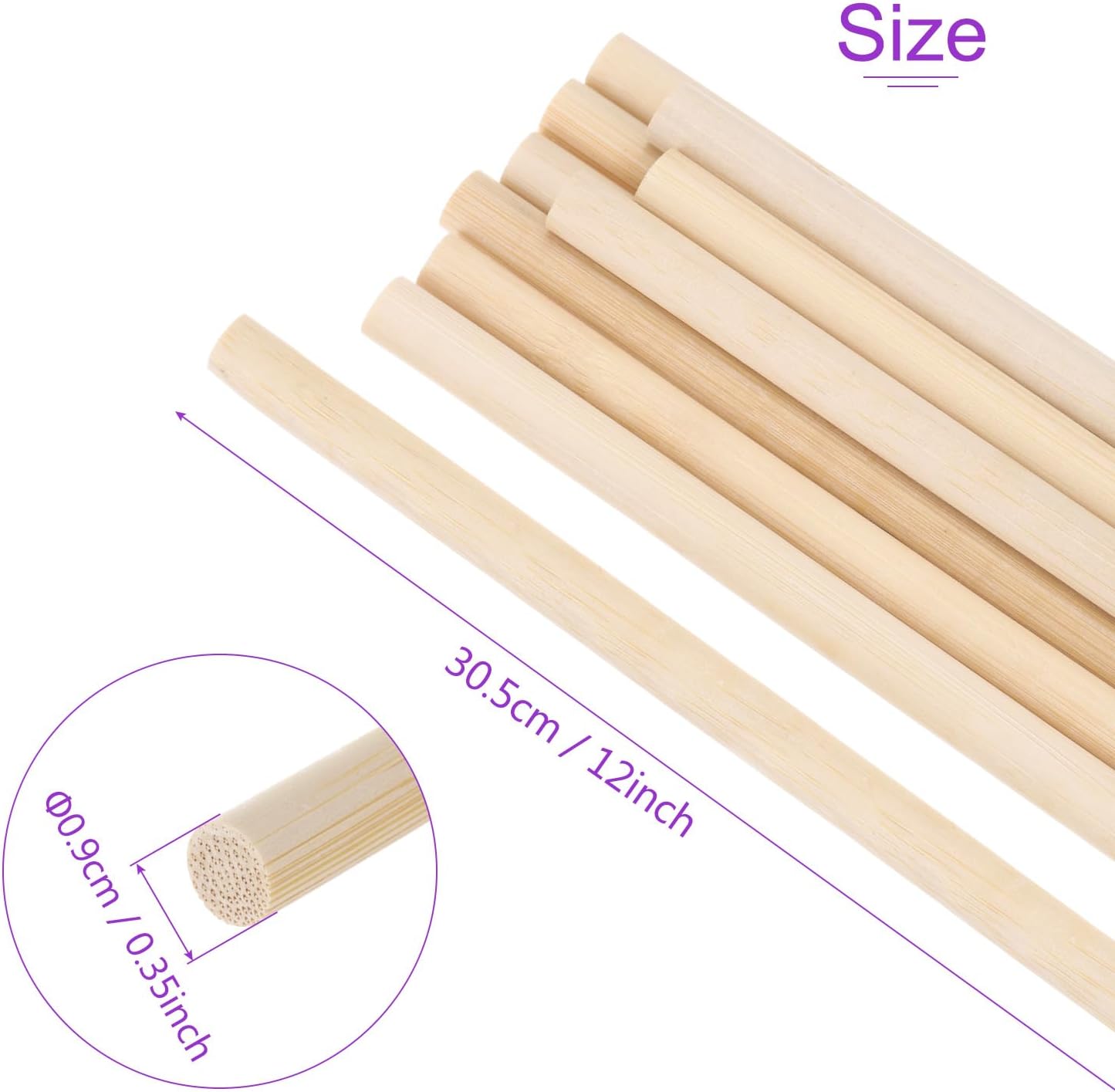 DMiotech 50 Pack 11/32" x 12" Wooden Dowel Rods Unfinished Natural Sticks Wood Craft Sticks for Home Decor Projects and Making DIY Craft,Wood Color
