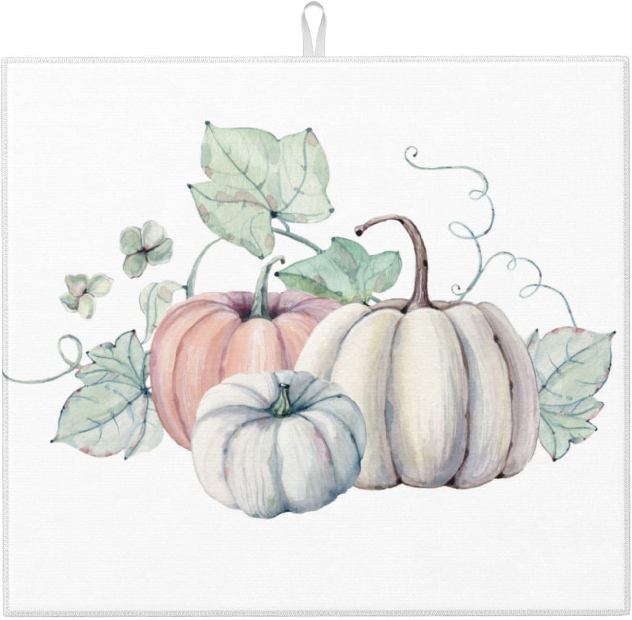 Dish Drying Mat Pumpkin Autumn Fall for Kitchen Counter Absorbent 16x18 Inch Microfiber Dishes Plate Glass Dry Draining Pad Reversible Washable