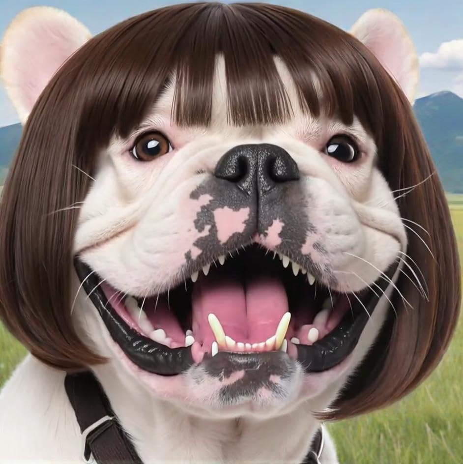 Funny Dog Wig for Small Medium Large Dogs with Free Head Flower, Trimmable Pet Costume Cat Cosplay Decoration for Halloween, Christmas, Parties