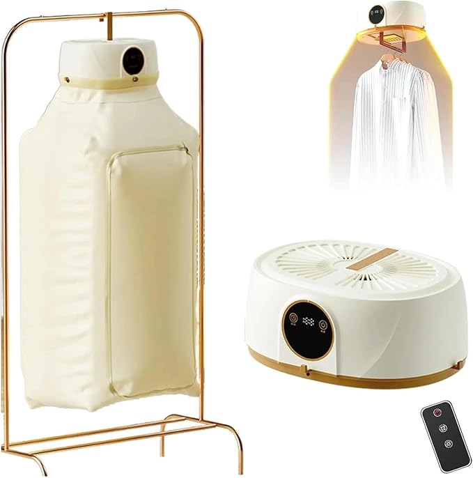 Upgraded Automatic Ironing Machine, Portable Clothes Dryer and Vertical Garment Steamer with Wireless Remote, Folding Compact Design for Home, Apartment and Travel