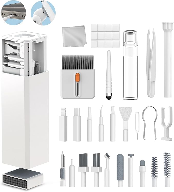 34-in-1 Phone and Laptop Cleaning Kit - Multi-Function PC Electronic Cleaner for iPhone,iPad,MacBook,Keyboard, AirPods,Speakers, and Earbuds.Portable kit Suitable for Cleaning Chargers and Cables.