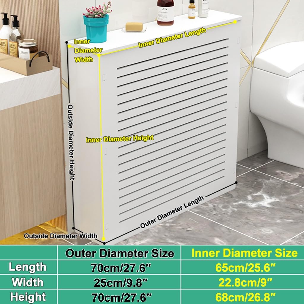 Radiator Covers For Home White Louvered Grill Radiator Shelf Cabinet, Living Room Heating Decorative Hide Cluttered Pipes, Wood Heating Radiator Cover For Home, Office, Bedroom Hallway(28"Lx10"Wx28"H/