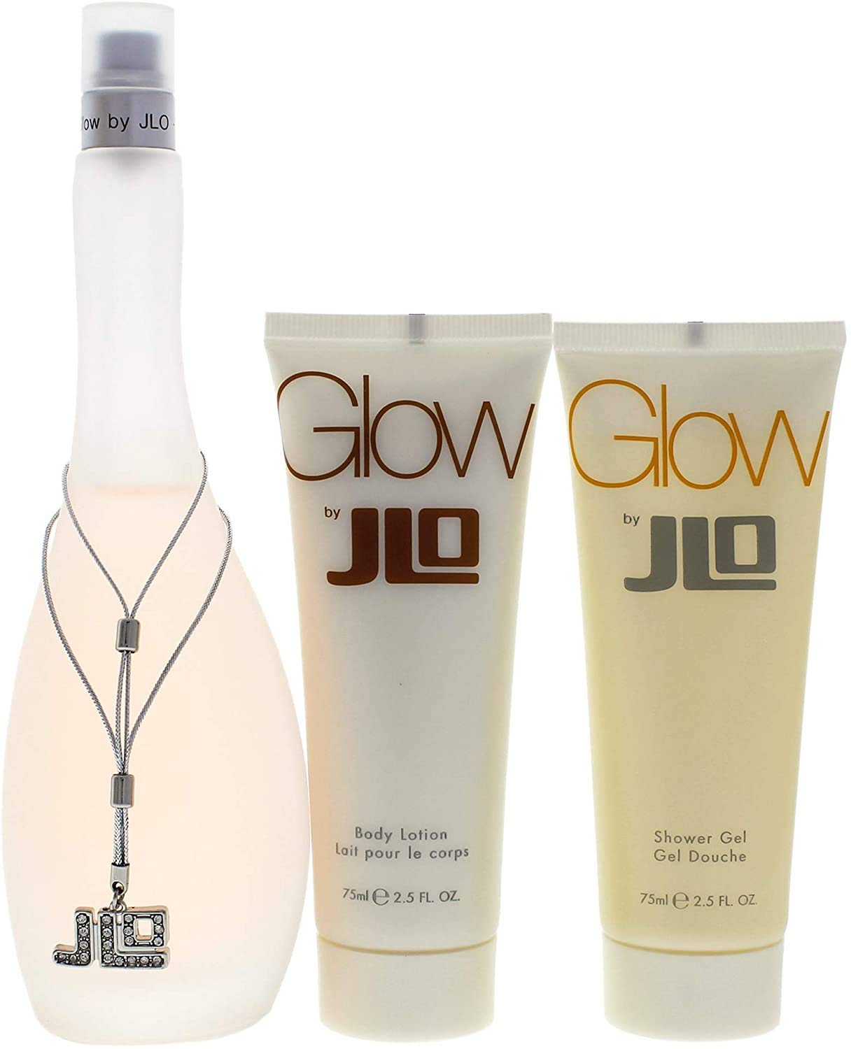Jennifer Lopez Glow 3 Pc. Gift Set (Eau De Toilette Spray 3.4 Oz + Body Lotion 2.5 Oz + Shower Gel 2.5 Oz) for Women By Jennifer
