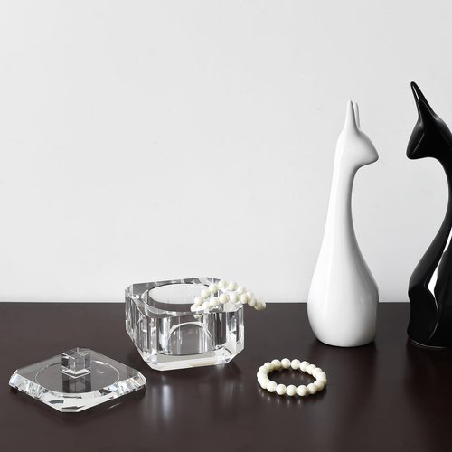 Marvala Crystal Makeup Storage Jars, Clear Candy Containers, Transparent Empty Storage Jar for Makeup, Loose Powder, Bath Salts, Vanity Organizer, Desk Decor for Rings
