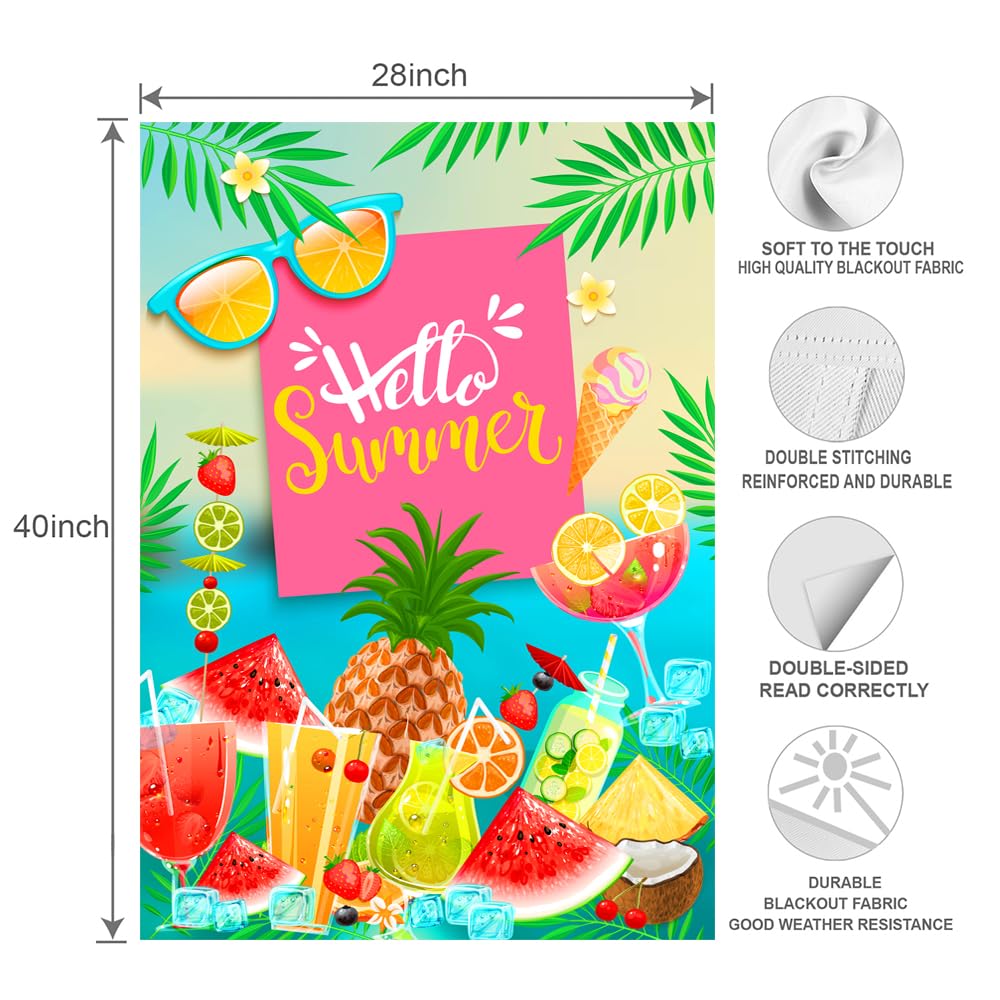 Hello summer flags 28 x 40 double sided watermelon，Welcome House Flag Double Sided Bee Yard House Seasonal Farmhouse Outdoor Decoration 28 x 40 Inch