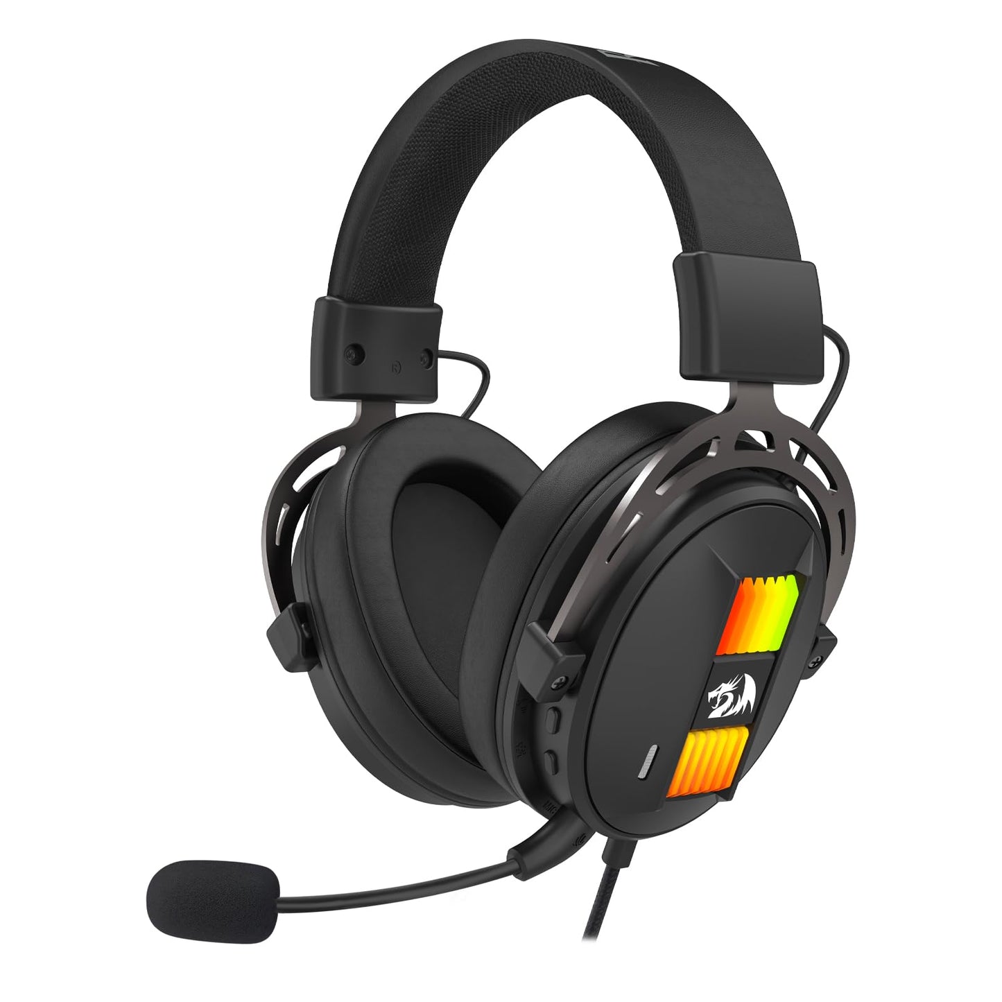 Redragon H375 Wired Gaming Headset, 53mm Drivers 7.1 Surround Sound, Detachable Noise Cancelling Mic, USB Computer Headset with