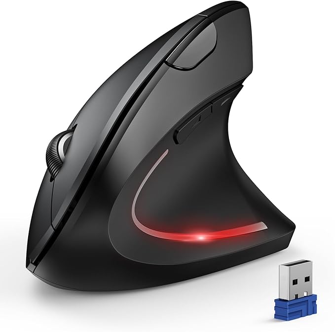 TECKNET Ergonomic Mouse, Wireless Bluetooth Vertical Mouse, 4800 DPI Optical Tracking, 6 Adjustable DPI, Quiet Clicks, 2.4...