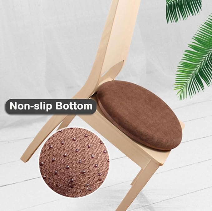 Sigmat Memory Foam Seat Cushion Anti-Slip Soft Round Chair Pad 18 Inch Camel