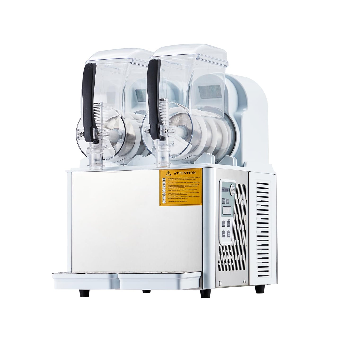 Dual-Tank Commercial Slushie Machine,2 Tank Slushie Machine for Home,4L x 2 Tanks,370W Self-Cleaning Stainless Steel, Simultaneous Two-Flavor Operation, High-Volume Frozen Drink Maker for Cafes & Bars