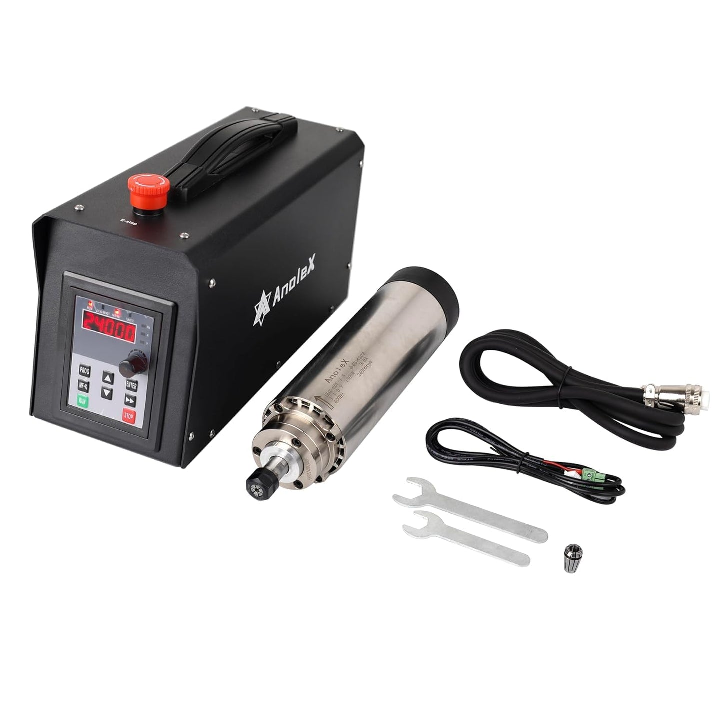 AnoleX 1.5KW CNC Spindle Motor Kits SP-15A, Adjustable Speed Φ65mm Air Cooled VFD Spindle with ER11 Collets for CNC Router Machine
