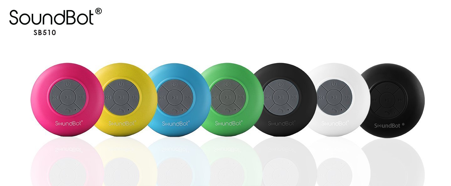 SoundBot® SB510 HD Water Resistant Bluetooth 4.0 Shower Speaker, Handsfree Portable Speakerphone with Built-in Mic, 6hrs of Playtime, Control Buttons and Dedicated Suction Cup for Showers (White)