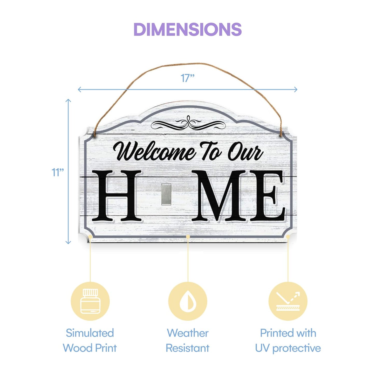 Bigtime Signs Welcome to Our Home Black Wood Grain Print Wall & Front Door Decor - Welcome Sign for Front Door with Interchangeable Home Sign Magnets Halloween, Easter, Fall, Valentines