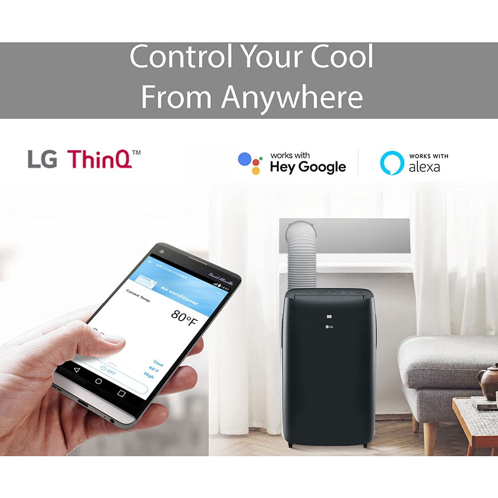 LG 8,000 BTU (DOE) 12,000 BTU (ASHRAE) Smart Portable Air Conditioner, 115V, Cools 350 Sq.Ft. (14' x 25' Room Size), Voice Control, Works with LG ThinQ, Amazon Alexa, and Hey Google