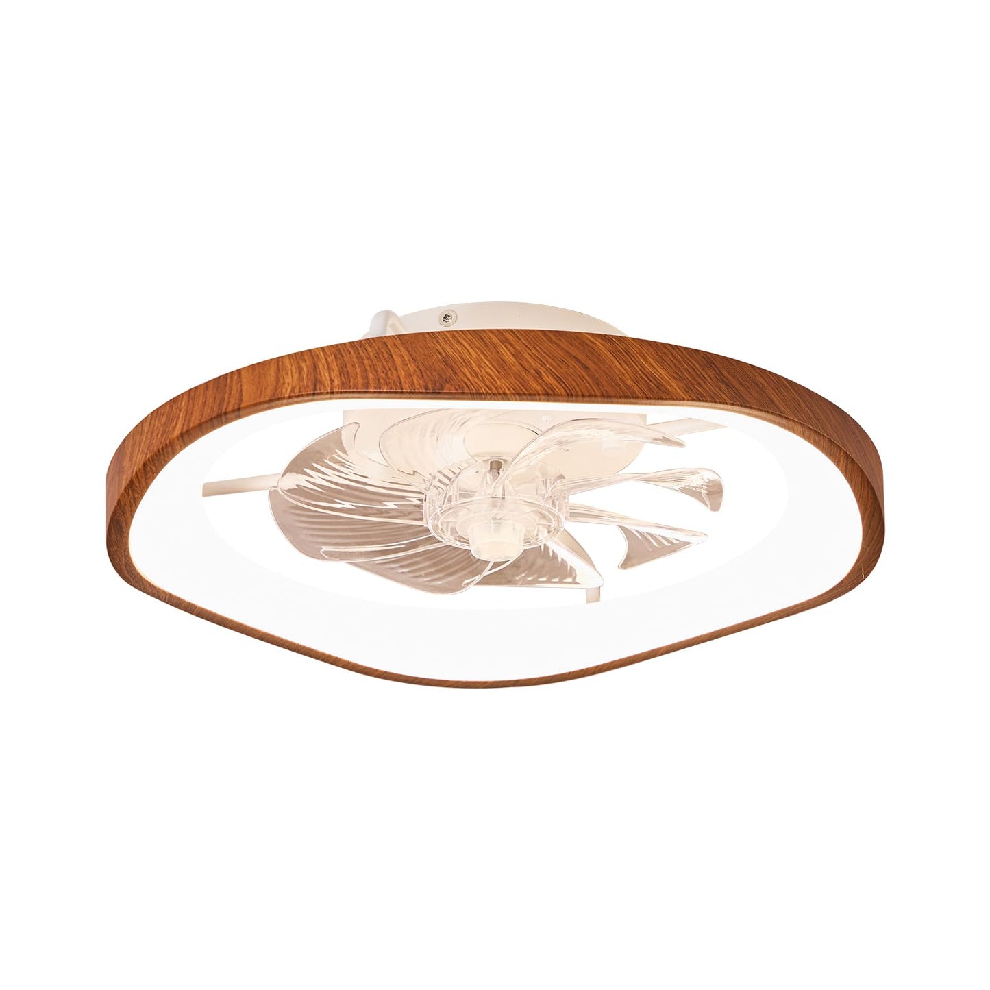 Monikessy 19.7" Modern Ceiling Fans with Lights and Remote, Dimmable Low Profile Ceiling Fan, Farmhouse Smart Bladeless Fandelier Flush Mount Ceiling Fan for Bedroom Dining Room