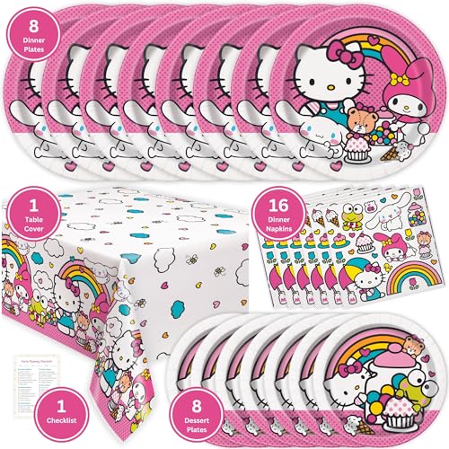 Hello Kitty Birthday Decorations - Hello Kitty Party Decorations - Plates, Napkins, Tablecloth, Checklist - Party Supplies...