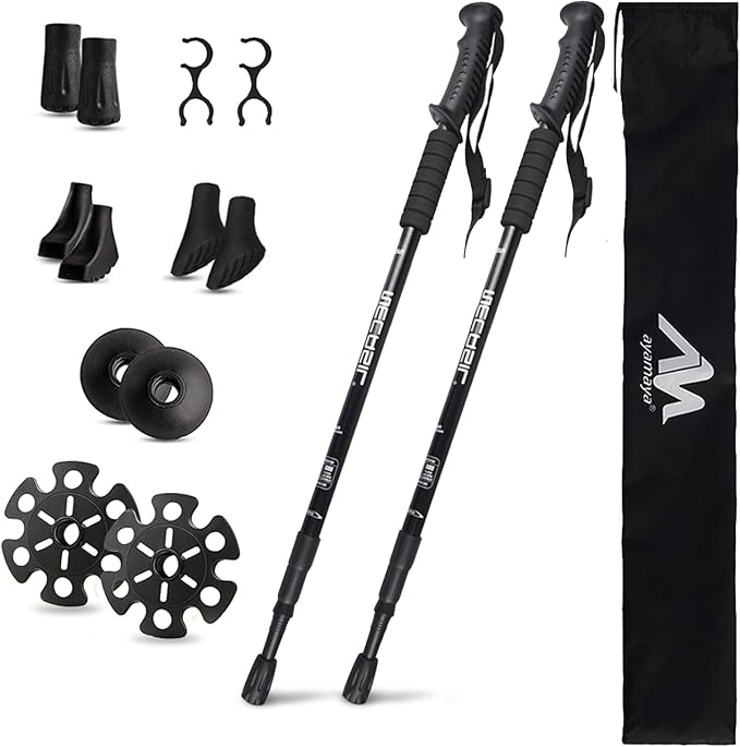 Hiking Poles - AYAMAYA Telescopic Collapsible Trekking Poles with Quick Twist Lock System - Lightweight Aluminum Alloy Tel...
