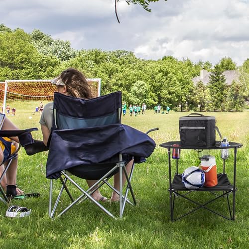 Camping Table - 2-Tier Folding Table with 4 Cupholders and Carry Bag for Picnic, Tailgate, Beach, or Camp - Camping Gear b...