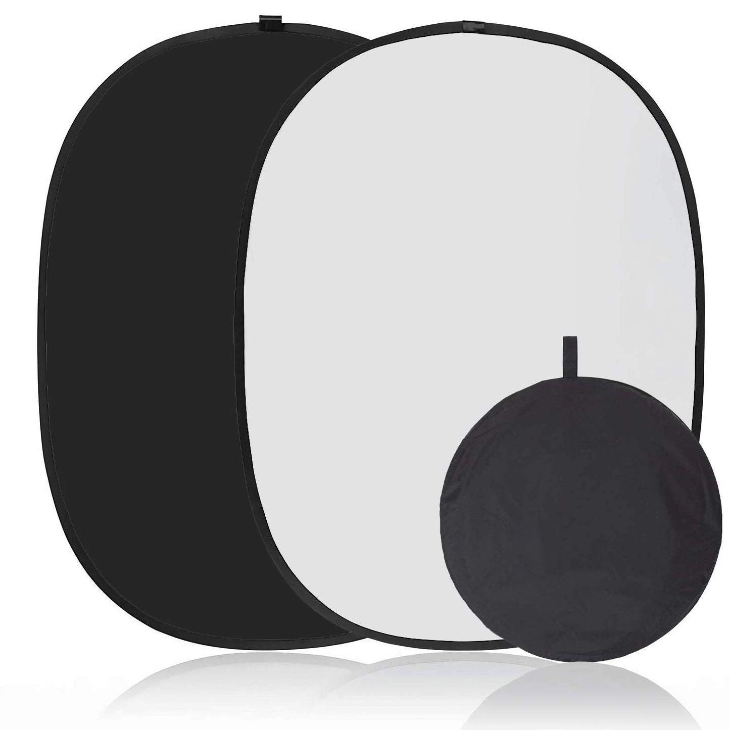 Koopro 5’×7’ Collapsible Twist Background Double-Sided Pop Up Flex Backdrops Chroma Black & White Portrait Screen Professional Video Photography and Television Studio Props with Carrying Case
