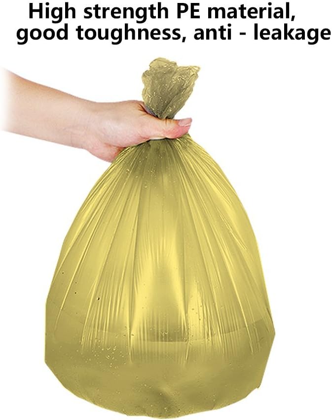 5 Rolls Small Trash Garbage Bags, 4 Gallon Strong Thin Material Disposable Kitchen Garbage Bags, Durable Plastic Trash Bags for Office Home Bedroom Garden Waste Bin, 200 Counts (Golden)