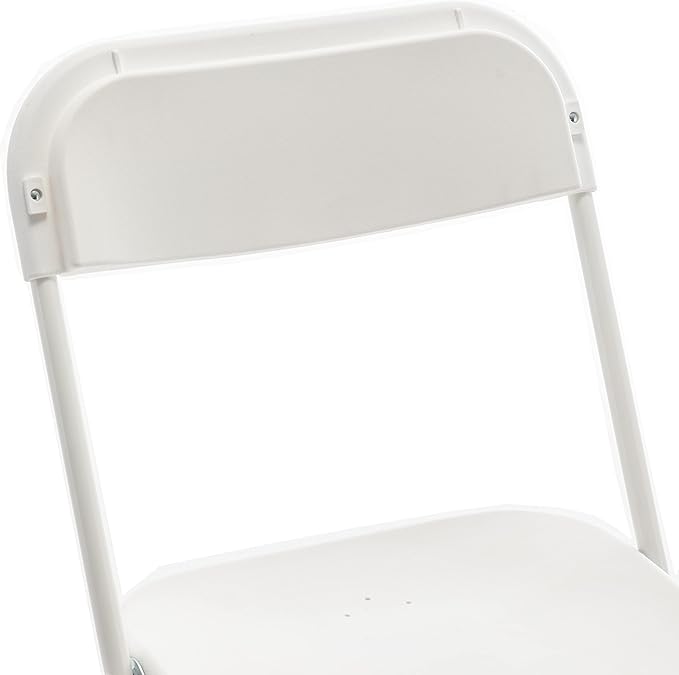 BTEXPERT Set of 4 Pack, White Plastic Folding Chair Steel Frame Commercial High Capacity Event Chair Lightweight Set for Office Wedding Party Picnic Kitchen Dining Church School