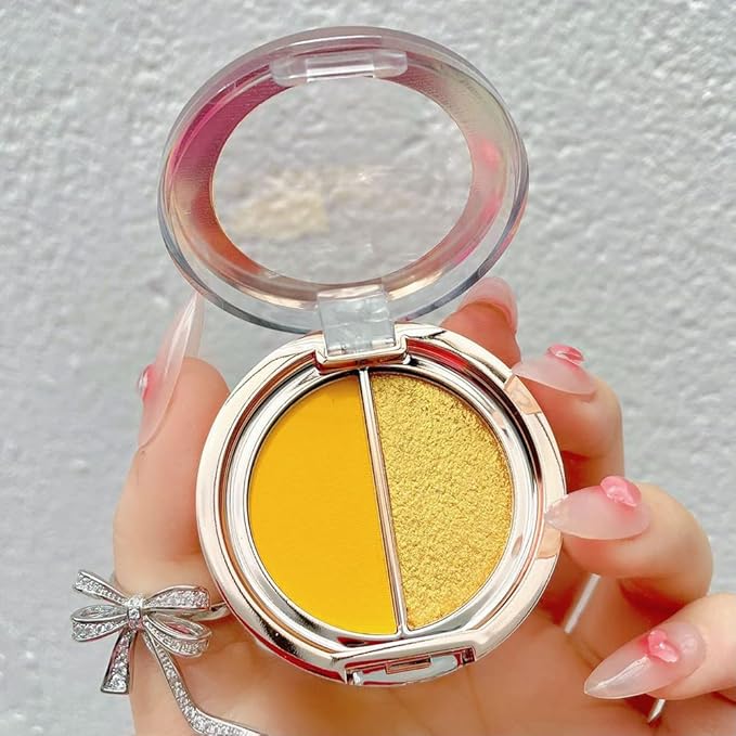 Double color eye shadow, high pigment eye makeup palette, matte shimmer metal eye shadow powder, waterproof and durable color eye makeup (07#Sunrise yellow)