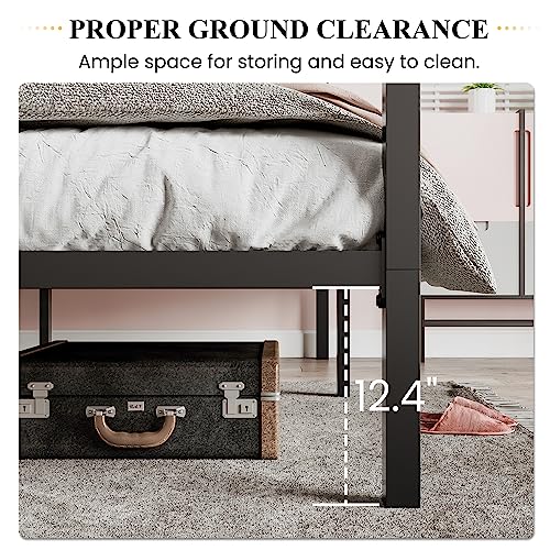 SHA CERLIN Canopy Bed Frame Full Size/Mattress Foundation with Metal Slats Support/No Box Spring Needed/Easy Assembly/Black