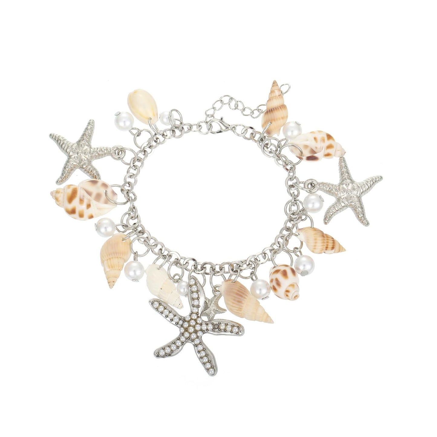 RUOFFETA Shell Starfish Necklace Bracelet Conch Statement Chunky Necklace Mermaid Costume Jewelry Beach Jewelry for Women(Bracel